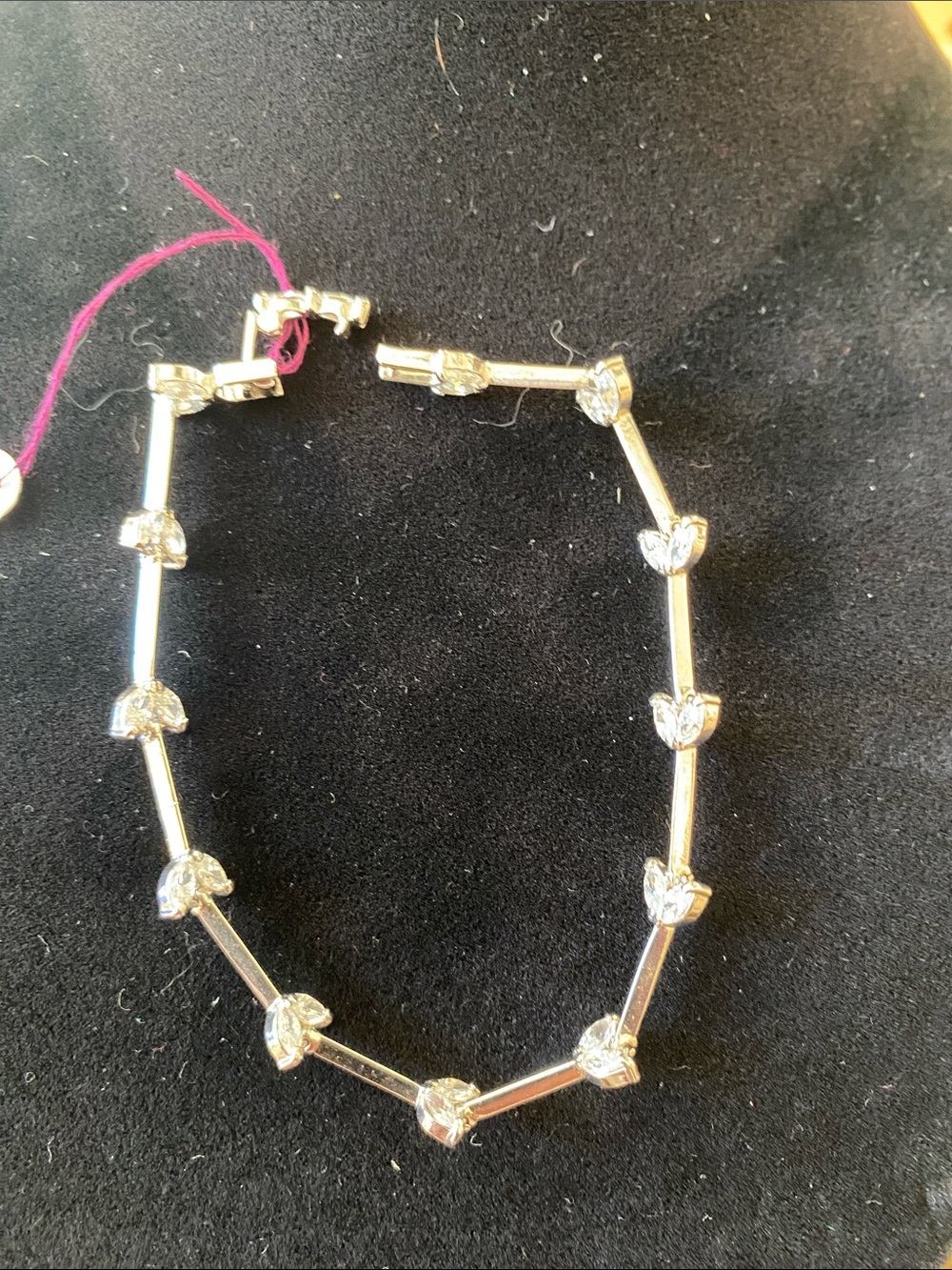 Elegant Silver Heart Link Bracelet with Clear Cubic Stones